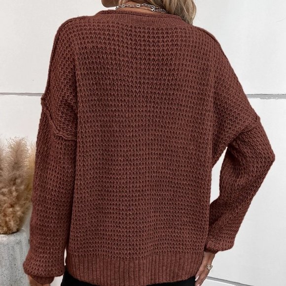 Button detailed knit Sweater top brown - Picture 2 of 5